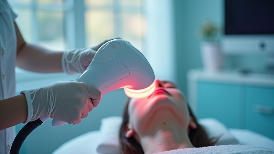 Close-up view of a laser hair removal machine in a beauty clinic